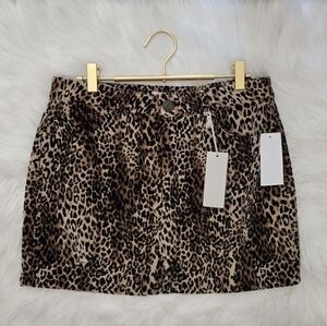 Jolt Corduroy Leopard Mini Skirt